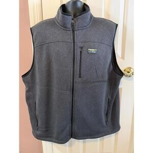 LL Bean Full Zip Sweater Vest Mens XXL Dark Gray Slightly Fitted Grandpa Dad